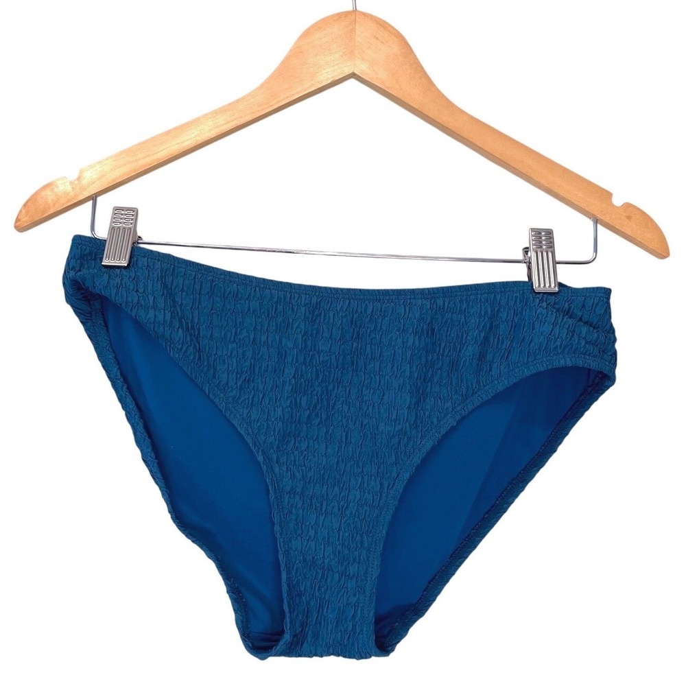 Andie Swim Bikini Bottom Textured Swimsuit Blue Teal Beach Vacation‎ Pool NWOT